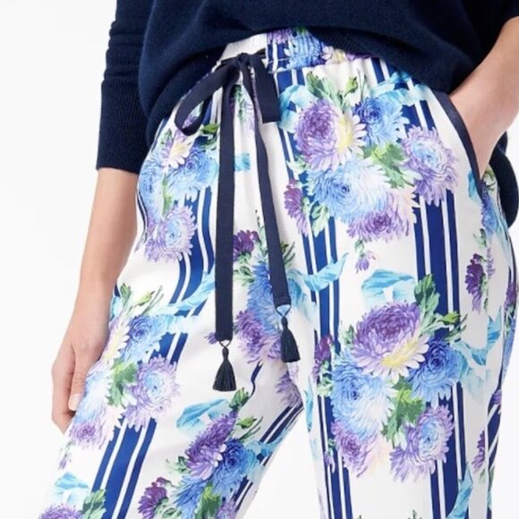 J.Crew Summer Pants Pull-up Drawstring Floral Size 10 - Picture 1 of 11